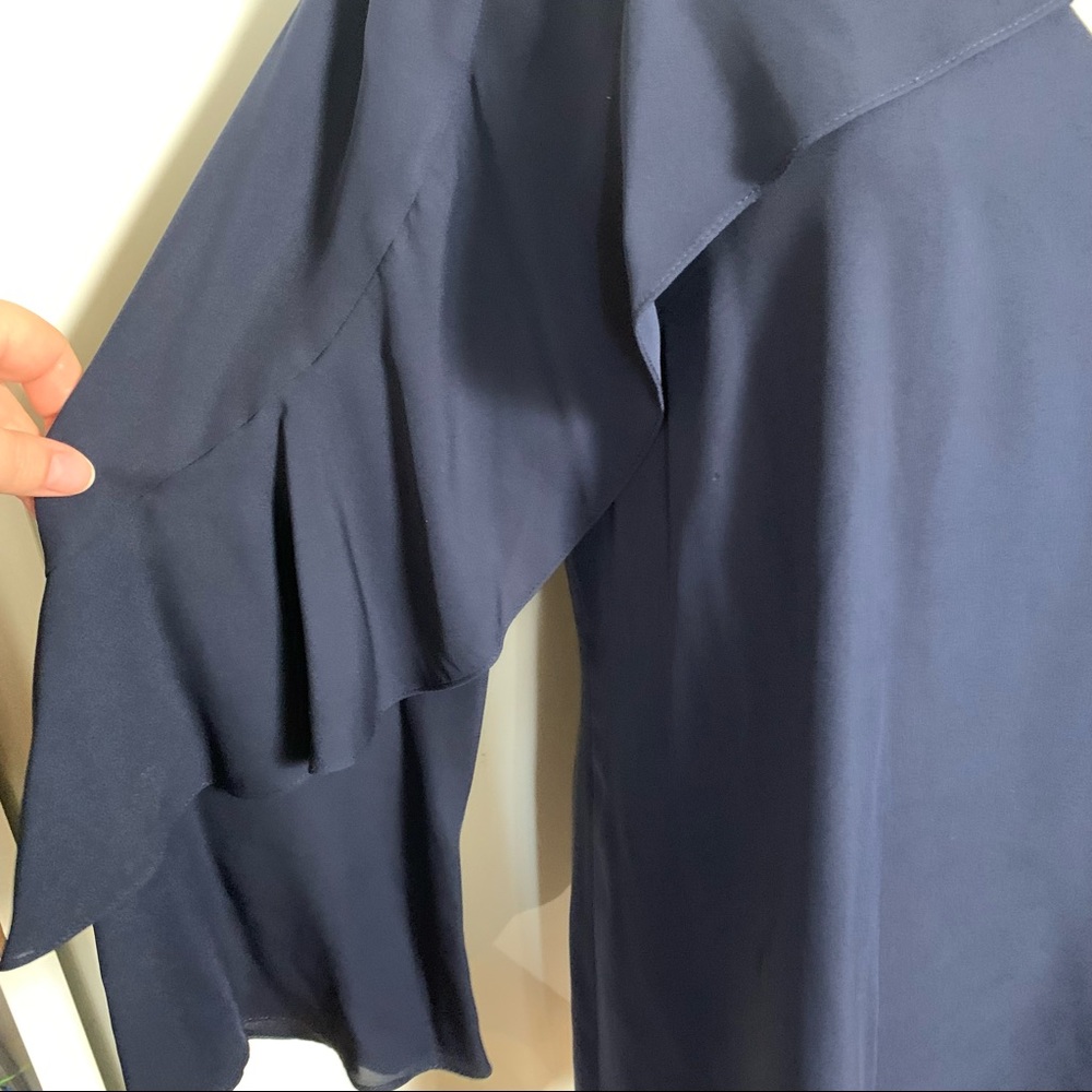 Kobi Halperin Bethenny Ruffle-Sleeve Shift Dress in Navy sz L - Picture 4 of 14